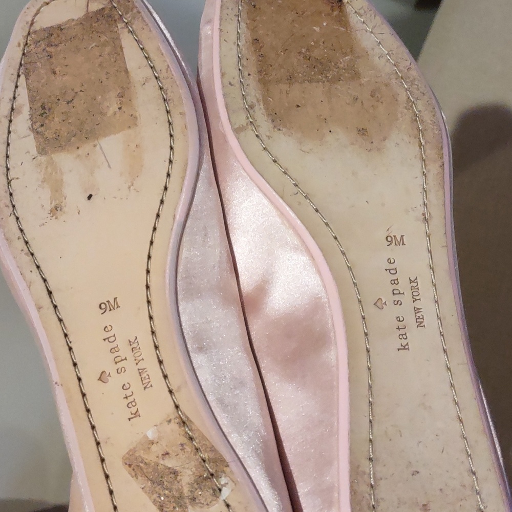 Kate Spade Pink Satin Embellished Women's Ballet Flats With Pearls, 9m - Picture 4 of 10